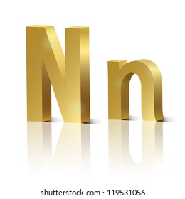 Vector letter N of golden design alphabet