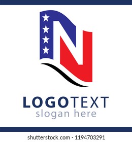 Vector letter N logo design for American flag
