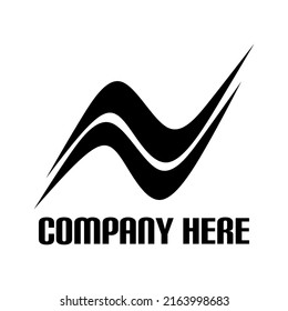 Logo de la letra vectorial N formando dos olas. Adecuado para diversos tipos de negocios, especialmente empresas dedicadas a la tecnología digital y la moda.