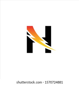 vector letter N logo with lightning
