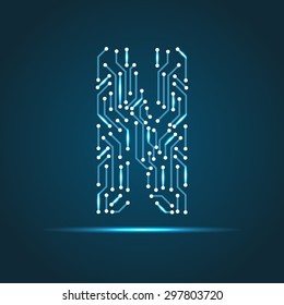 Vector letter N logo (sign, symbol, icon, design element). Technology design