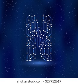 Vector letter N logo (sign, symbol, icon, design element). Technology design