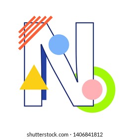 Vector letter N. Modern abstract font. Vector illustration EPS10