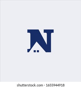 letra vectorial n modelo de diseño inicial del logotipo doméstico negativo
