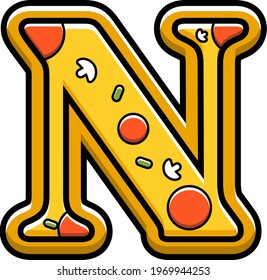 vector letter N. pizza fast food