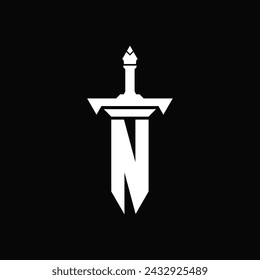 Vector letter N sword logo design template inspiration, vector illustration.