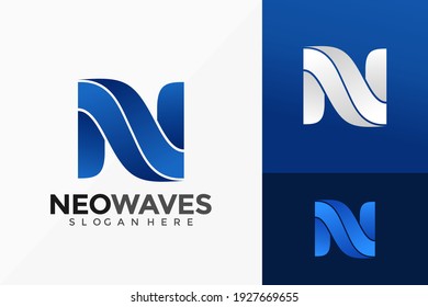 Vector Letter N Wave Logo Design. Abstract emblem, designs concept, logos, logotype element for template.