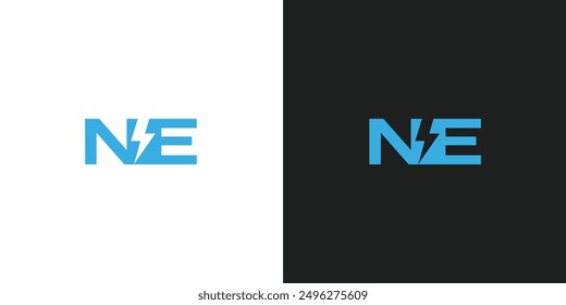 Letra de Vector NE Diseño de logotipo eléctrico