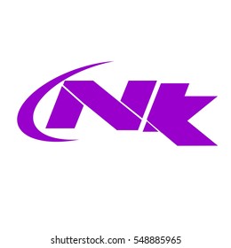 Vector letter N,k logo icon purple color design template