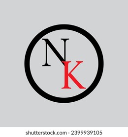 Vector letter nk modern monogram logo design