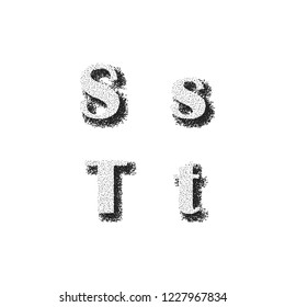 Vector letter and numbers with grunge effect