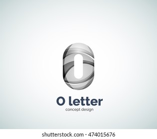 Vector letter O business logo, modern abstract geometric elegant design. Created with waves