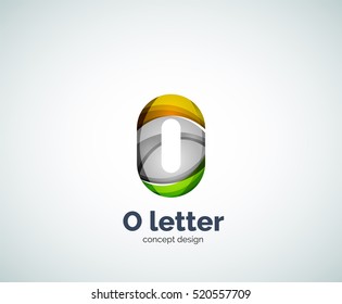 Vector letter O business logo, modern abstract geometric elegant design. Created with waves