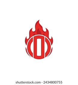 Ilustración vectorial de la plantilla de diseño del logotipo del círculo del fuego de la letra O del vector.