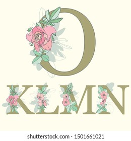 Vector letter O with floral patterns and design options. Monogram. Decorative design, used as a logo or to identify a personal possession.