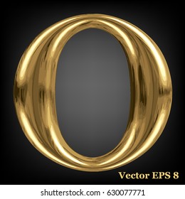 Vector letter O from gold solid alphabet, EPS 8.