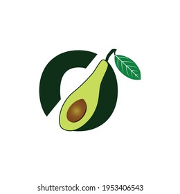 vector of the letter O and half an avocado