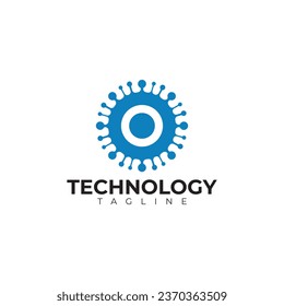 letra vectorial o logotipo con idea de concepto de tecnología en forma de virus