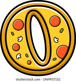 vector letter O. pizza fast food