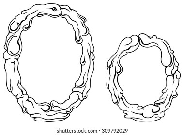 Vector letter O of water - isolated line drawing