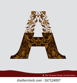 Vector of Letter A in the old vintage style. ABC concept type as logo. Typography design