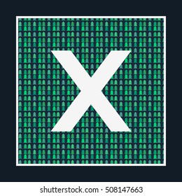 Vector letter on the background of a pattern from Christmas trees