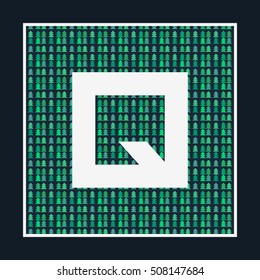 Vector letter on the background of a pattern from Christmas trees
