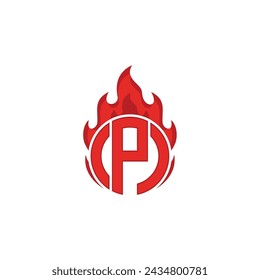 Vector letter P circle of fire logo design template inspiration, vector illustration.