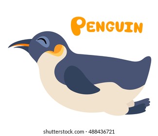 Vector letter P king penguin for children alphabet zoo illustration cute animal