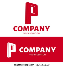 Vector letter P logo. Brand logo P for the company in the form of 3D letters. Red style.