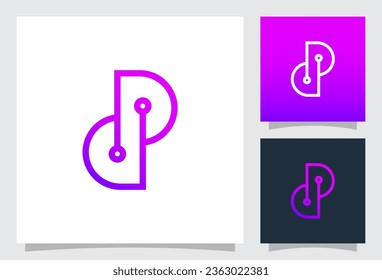 vector letter p logo with minimalist line style