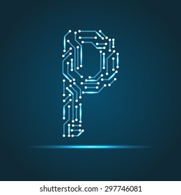 Vector letter P logo (sign, symbol, icon, design element). Technology design