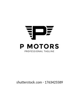Vector Letter p logo templates isolated on white background. Modern Wing Design. 