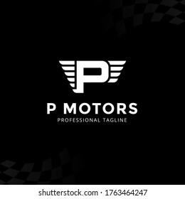 Vector Letter P logo templates isolated on white background. Modern Wing Design. 