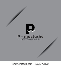 Vector Letter P logo templates isolated on gray background. Modern mustache Design. 