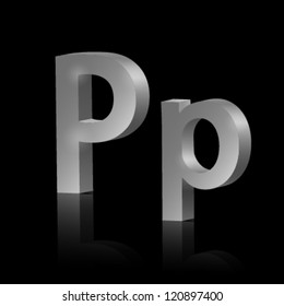Vector letter P of metallic design alphabet