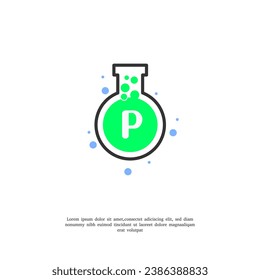 vector letter P on lab icon design template illustration