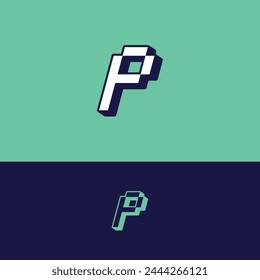 Vector letter P pixel logo design template inspiration, vector illustration.