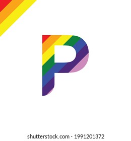 Vector letter P with rainbow color