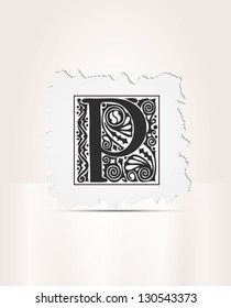 Vector letter P sign alphabet