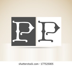 Vector letter P sign alphabet