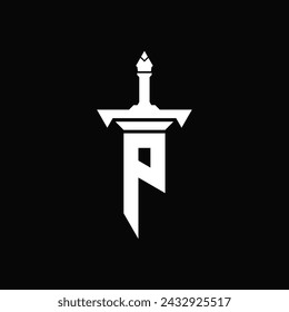 Vector letter P sword logo design template inspiration, vector illustration.