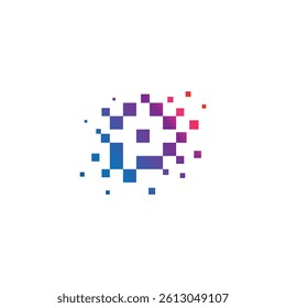 Vector letter p symbol with pixel effect.