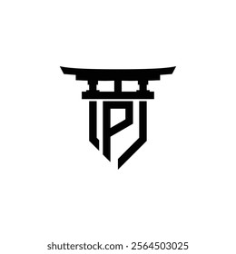 Vector letter P torii gate design template inspiration, vector illustration.