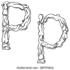 Vector letter P of water - isolated line drawing