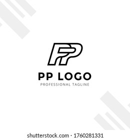 Vector Letter PP logo templates isolated on white black background. Modern Linked Design. 