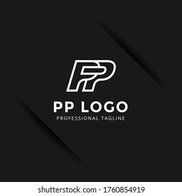 Vector Letter PP logo templates isolated on black background. Modern Linked Design. 