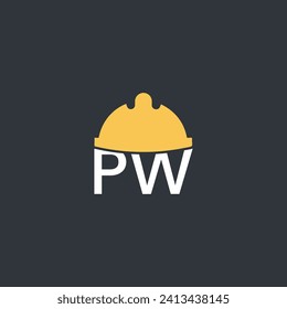 Vector letter pw hard hat, leber hat logo design template inspiration vector illustration