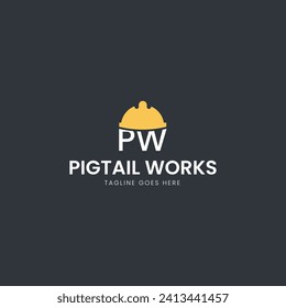 Vector letter PW hard hat, leber hat logo design template inspiration vector illustration
