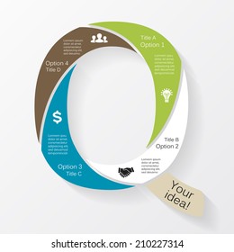 Vector letter Q infographic. Template for diagram, graph, presentation and chart. Business concept with options, parts, steps or processes. Abstract background.